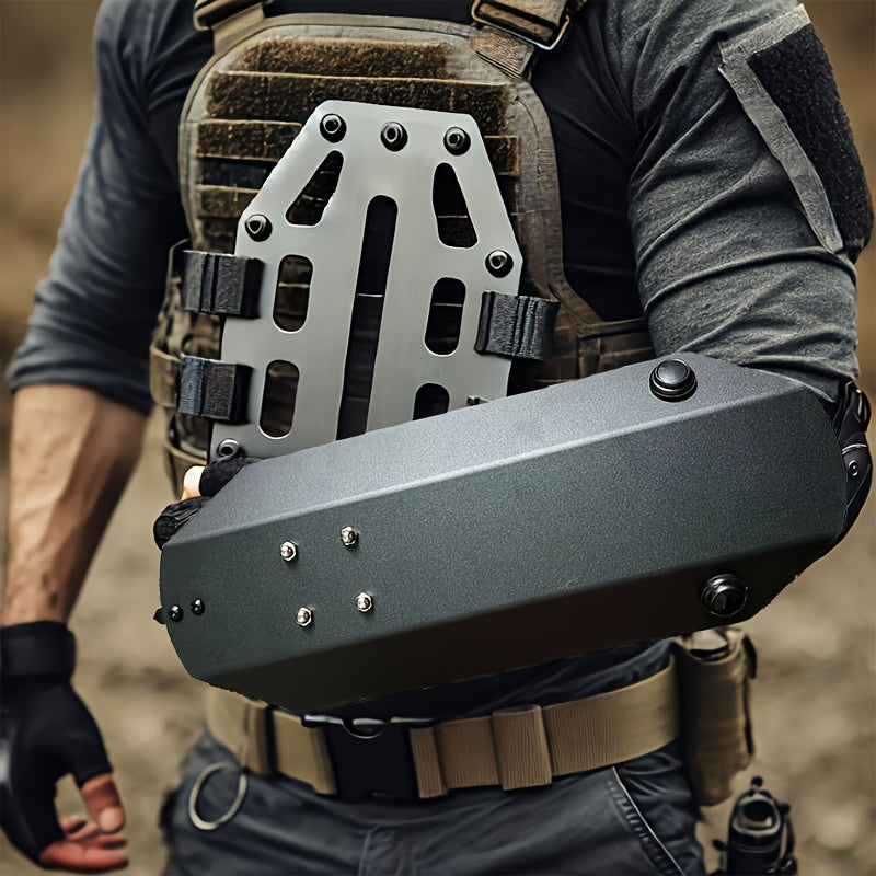 Tactical Arm Shield with Window Breaker Tool, Handheld Riot Shield High-Strength Steel Protective Gear for Outdoor Hunting Vehicle Emergency, Self Defense Shield for Men Birthday Christmas Halloween Gift