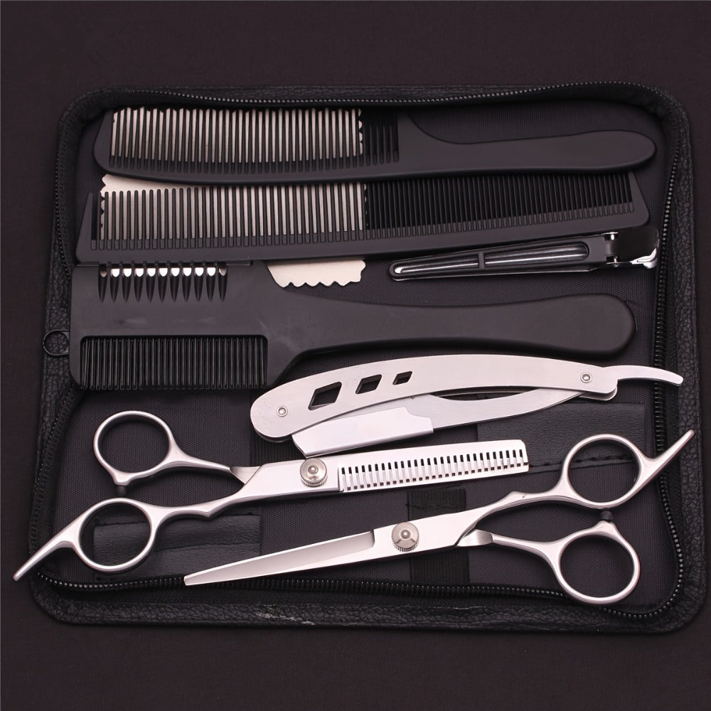 Professional Hair Cutting Scissors & Thinning Shears Set 6.0 Inch - 4CR Stainless Steel 62HRC, 20-30% Thinning Rate, Hairdressing Comb & Razor Included, Salon & Home Use for Stylists