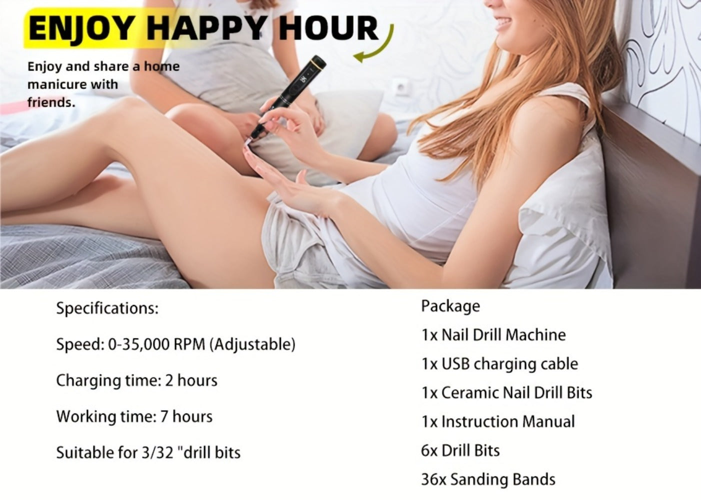 Nail Drill Machine 35000 RPM LCD Display Rechargeable Portable Electric Nail File with Forward Reverse Rotation Low Noise – Professional Nail Grinder for Gel Acrylic Natural Nails Manicure Pedicure Home Salon