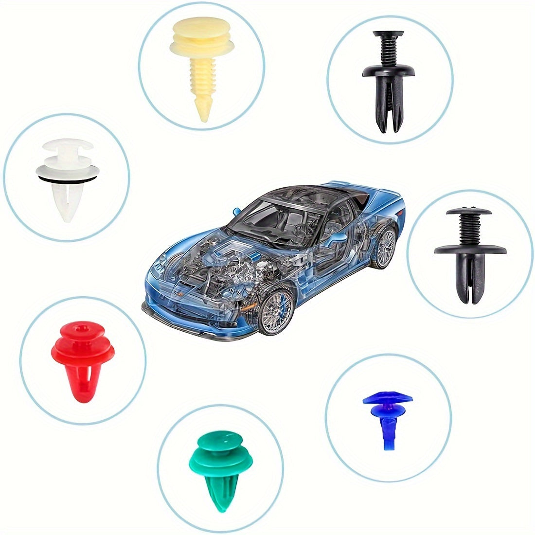 740pcs Of Tools, Universal Automotive Bumper Fixing Clips, Car Door Panel Clips, Push Fender Rivet Expansion Screws Replacement Kit, Automotive Fastener Assembly with Fastener Removal Tools