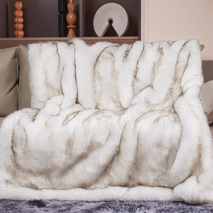 Faux Fur Throw Blanket 1060GSM Luxury - Super Soft Reversible Plush Mink Blanket for Bed Couch Sofa, Oversized Heavy Weight Cozy Blanket, Leopard Animal Print & Solid Colors, Throw & Twin Size