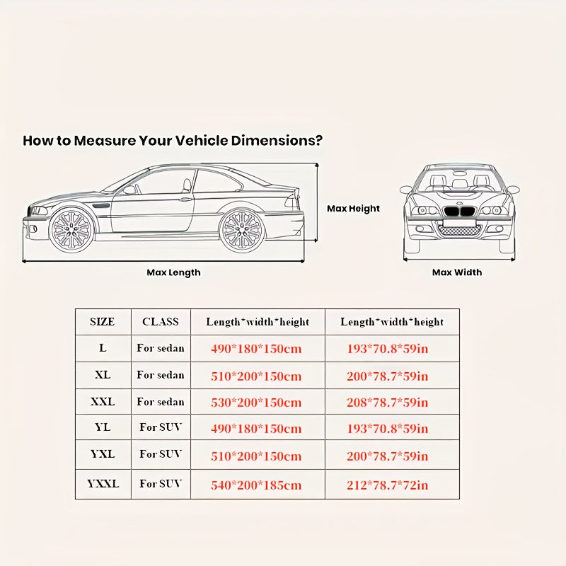 High-Grade Polyester Car Cover - Comprehensive Protection, Sun Protection, Thickened Rain And Snow Protection - Suitable for Most Vehicle Models, Black Outdoor Car Cover, Thickened Car Cover, for Vehicle Protection