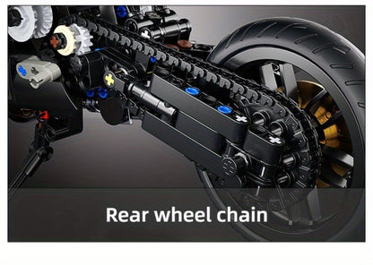 1000PCS Motorcycle Building Blocks 1:10 Scale DIY Black & Gold Motorbike Model Kit – Adult Collector Display Ornament, Exquisite Detail Assembly, Unique Gift for Men Motorcycle Enthusiasts Ages 14+