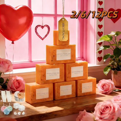 Turmeric Kojic Acid Brightening Soap Handmade Lemon Cold Process Deep Cleansing Hydrating Bar for Face & Body All Skin Types – Bundle Sets with Liquid Soap & Face Wash, Skincare Gift for Women