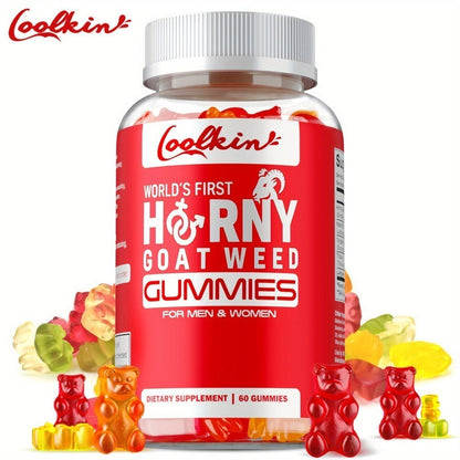 Horny Goat Weed Gummies with Maca Root Tongkat Ali Tribulus & L-Arginine – Men's Vitality & Energy Support Chewable Supplement, 60 Gummies, Natural Male Wellness Formula