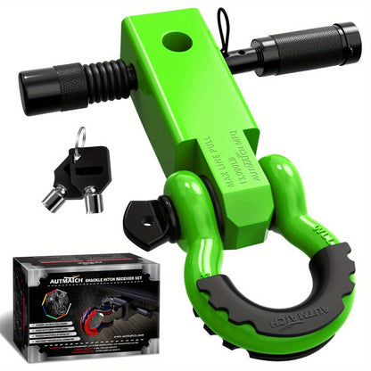 Shackle Hitch Receiver Kit 2 Inch – 45,000 lbs Break Strength, Drop-Forged Steel, Lock Pin & D-Ring, Fits Truck RV ATV Boat, 8 Colors, Towing Recovery Set