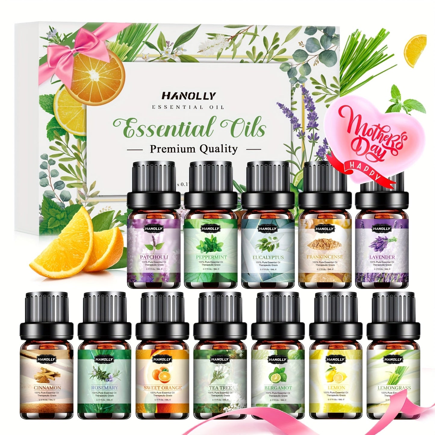 Essential Oils Set 12 26 32 48 Pcs Aromatherapy Gift Kit Lavender Eucalyptus Tea Tree Peppermint for Diffuser Humidifier Candle Soap Making Birthday Holiday Gift