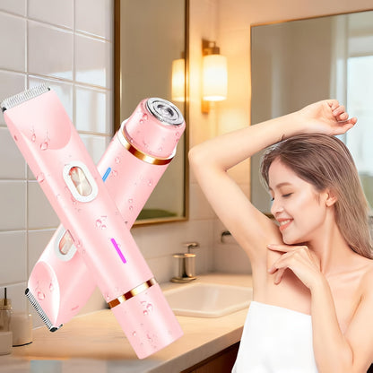 Women's Electric Body Shaver Painless Hair Removal — 2-in-1 Lady Razor for Face Nose Bikini Legs Underarms, Wet Dry Use, IPX6 Waterproof, USB Rechargeable, Portable Travel Shaver