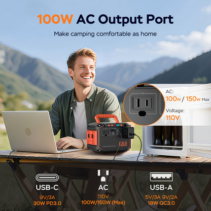 [Portable, Outdoor Camping] 88.8Wh/111Wh/240Wh Portable Generator Power Station, Including 30W/60W Solar Panel (Optional), Backup Battery, AC/DC/USB Ports, Suitable for Camping Tents, Emergency Outdoor Home Use, CPAP, Fans, Laptops, Mini Fridges, Emergenc