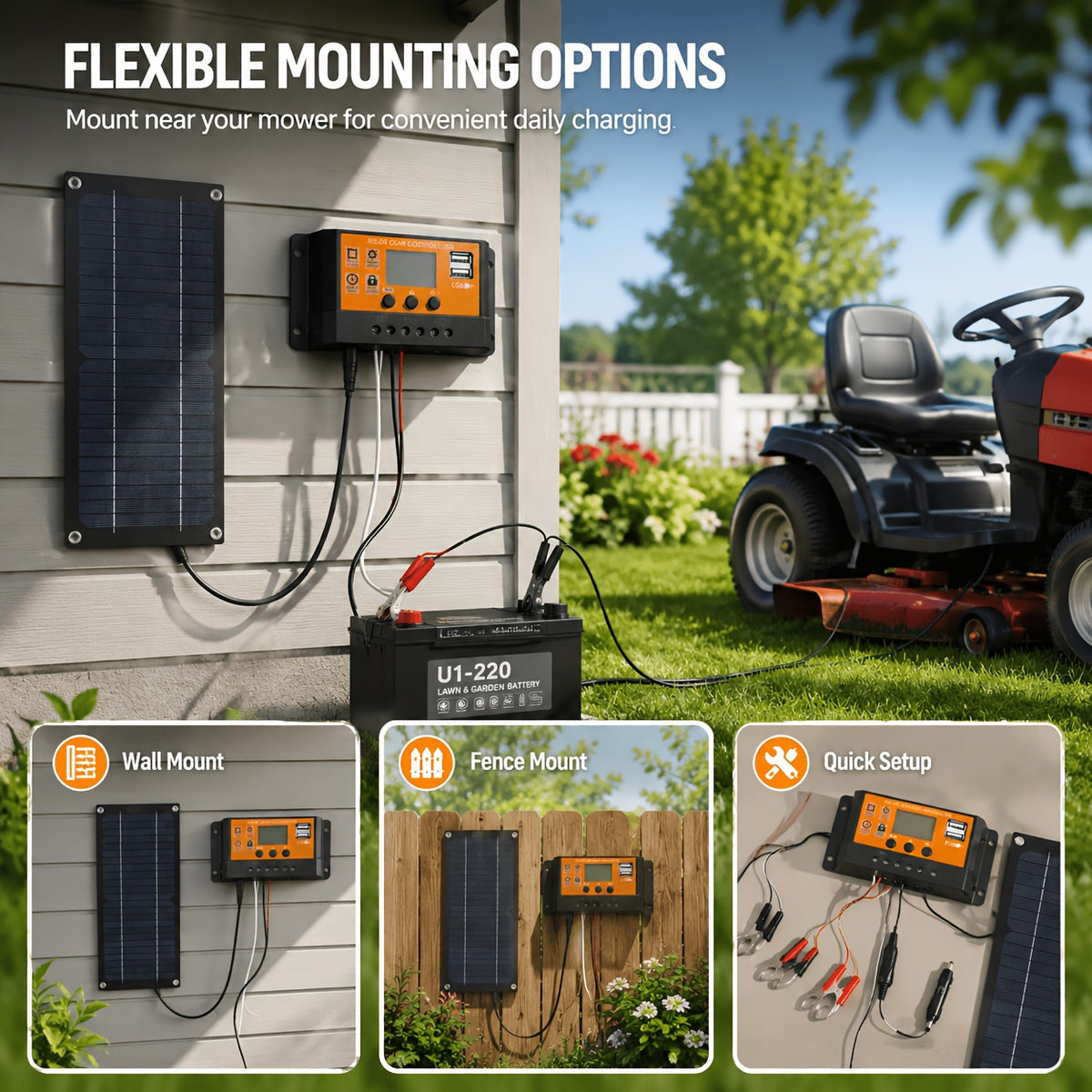 Lightweight Portable Solar Panel, Fast-charging High-power Kit, Monocrystalline, with 100A Controller, Cord & Clamps, Stable In Low Temp, for RV, Boat, Car, Camera, 4-season Camping, Hiking, Emergency Off-grid Power, No Battery