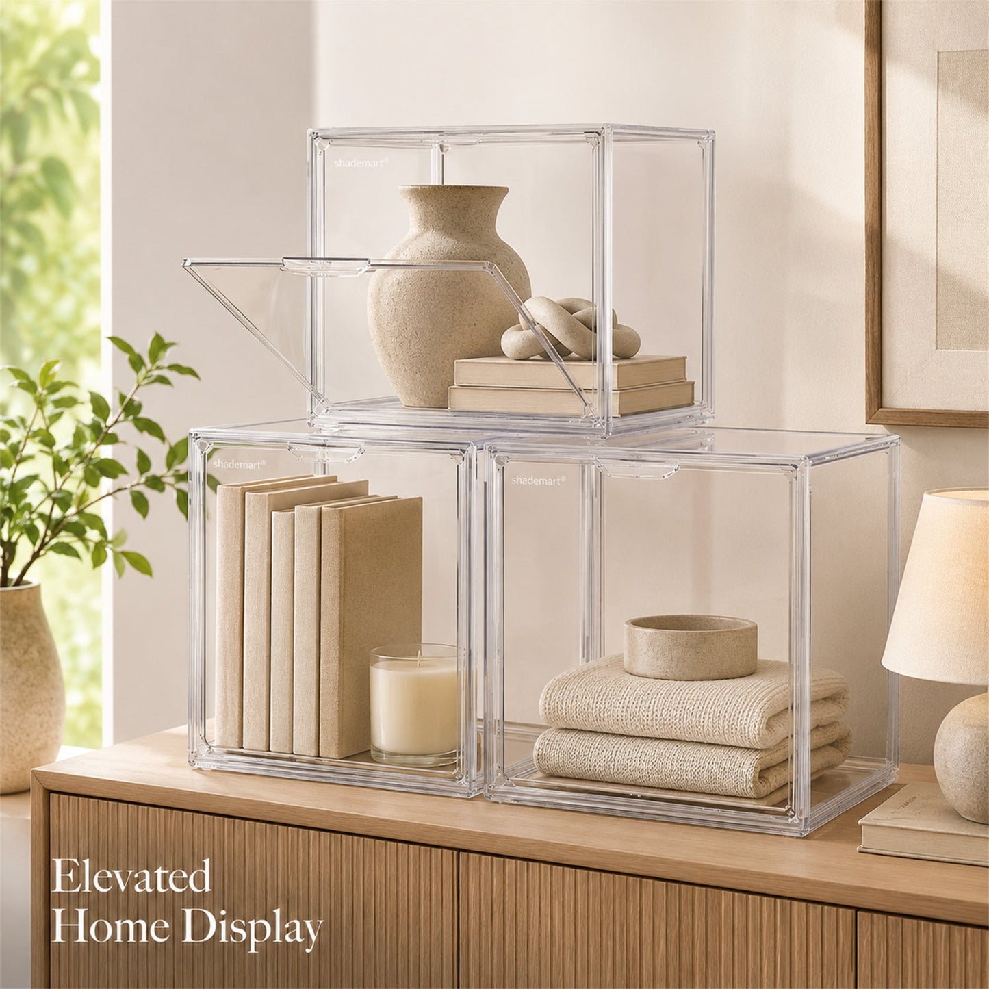 Clear Display Case Set of 3 – Dustproof Transparent Storage Box Organizer for Collectibles, Car Models, Action Figures & Show Display | Collector Display Cases for Adults & Kids