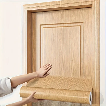 Wood Grain Door Sticker Self-Adhesive Removable Peel & Stick Door Wrap Film Waterproof Vinyl Decal for Interior Door Renovation Home Decor Room Makeover Easy Install