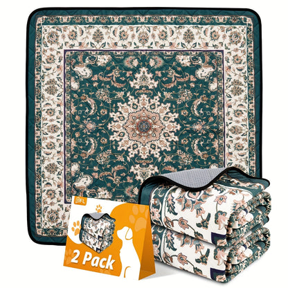 Reusable Washable Dog Pee Pads – Non-Slip Waterproof Absorbent Puppy Training Pads, Bohemian Style Whelping Potty Pads for Dogs, 4 Sizes Available