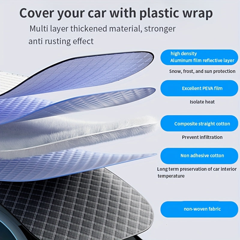 Four Seasons Car Window Snow Cover Large Magnetic Car Windshield Snow Cover Anti Freezing Snow Windshield Glass Sunshade Advanced Magnetic Car Windshield Sunshade - Durable, Easy to Install, Enhance Visibility And Protection Sunscreen