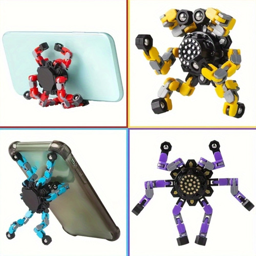 Fidget Spinners Robot Fingertip Toys 10 or 15 Pack – Stress Relief Mechanical Gyro Spinning Tops, Luminous & Standard, Party Favors for Kids Adults