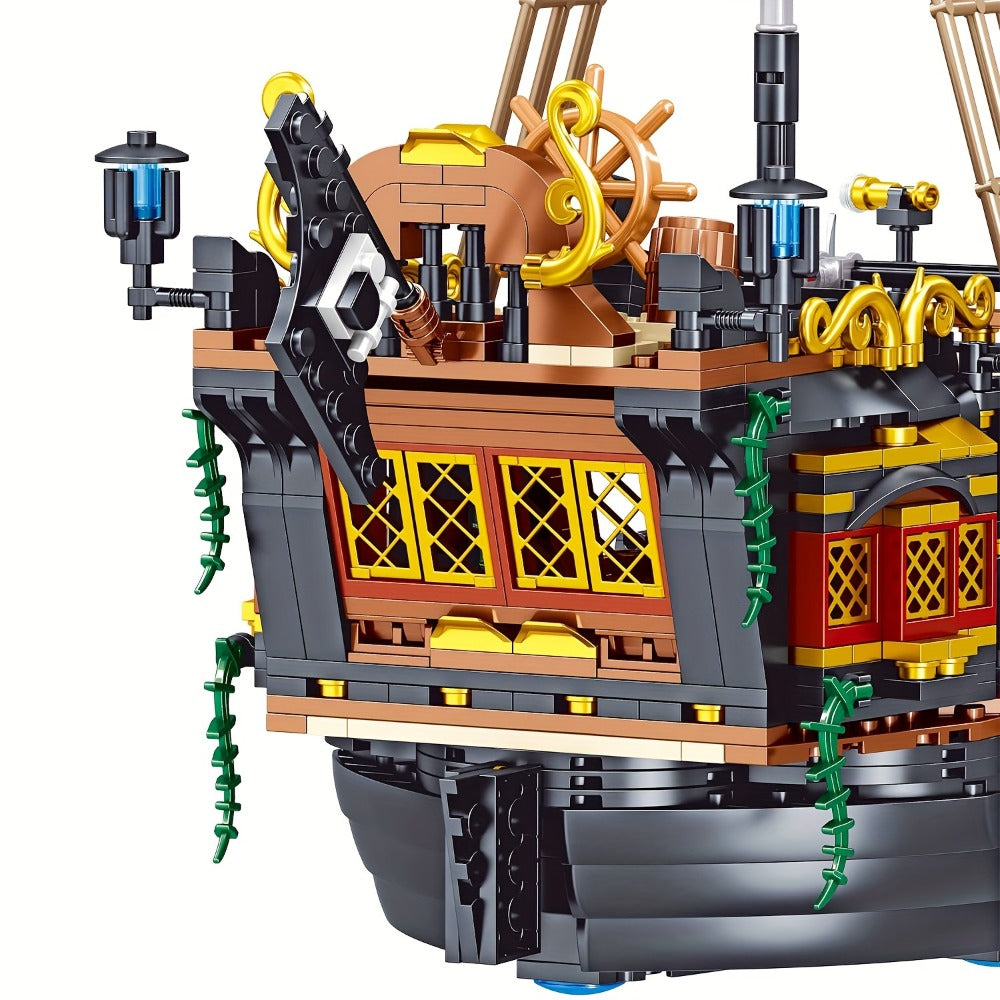Pirate Ship Building Block Set 1282pcs – Detailed Sailing Vessel Brick Model Kit for Adults Teens, Home Decor Display Collectible STEM Architecture Toy, Unique Birthday Christmas Gift for Ship Enthusiasts