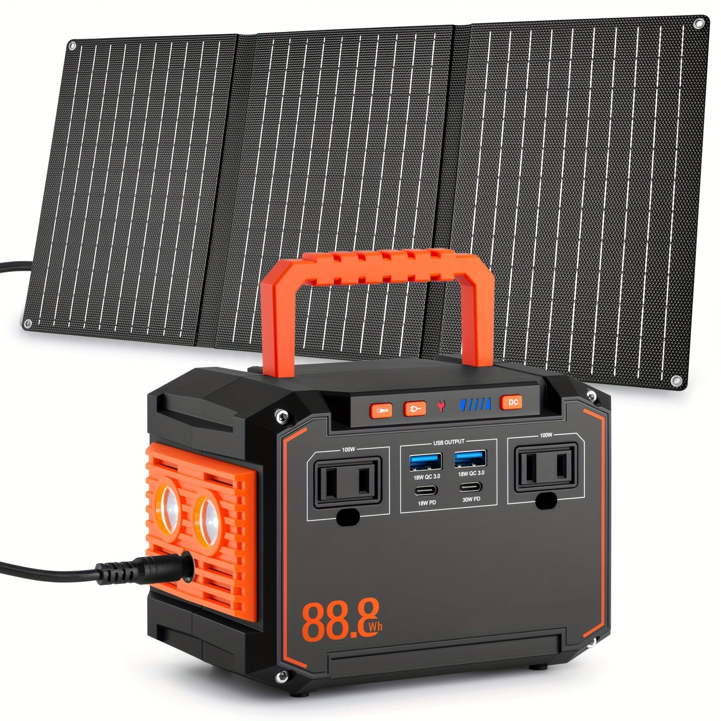[Portable, Outdoor Camping] 88.8Wh/111Wh/240Wh Portable Generator Power Station, Including 30W/60W Solar Panel (Optional), Backup Battery, AC/DC/USB Ports, Suitable for Camping Tents, Emergency Outdoor Home Use, CPAP, Fans, Laptops, Mini Fridges, Emergenc
