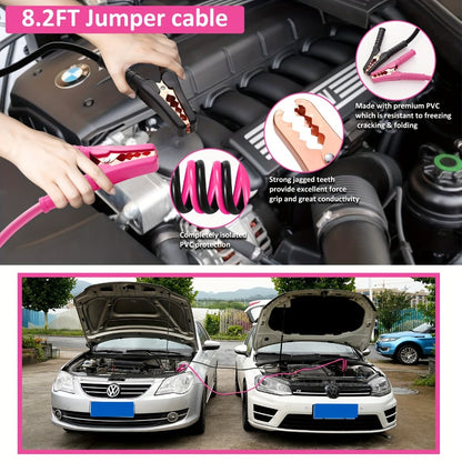 Car Roadside Emergency Kit Pink - Jumper Cables, Deer Whistles & Auto Safety Tool Set for Women, Winter Car Safety Roadside Assistance Kit, No Battery Required, Perfect Gift for Female Drivers