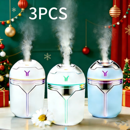 Mini Humidifier Set of 3 with Colorful Design | Quiet Adjustable Spray Air Freshener Humidifier for Bedroom, Living Room & Office | Dual-Use Home Fragrance Holiday Gift Set | White & Blue