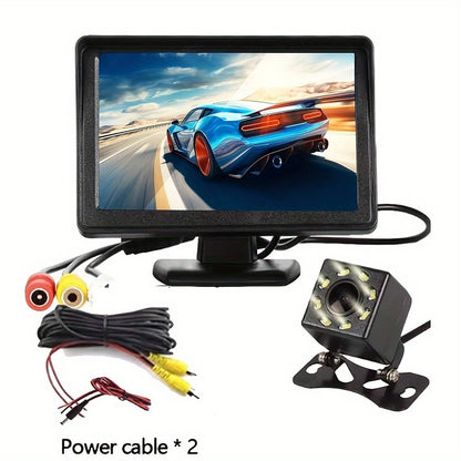 Backup Camera Kit with 4.3 Inch Monitor – 8 LED HD Night Vision Reversing Camera | 1080p Wide Angle | USB Powered | for Car, Truck, SUV & Pickup