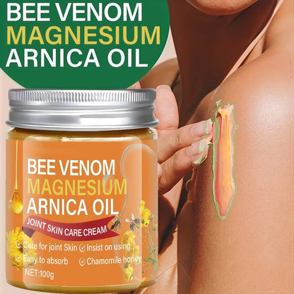 Bee Venom Magnesium Massage Cream 100g – Camellia Oil Shea Butter Glycerin Moisturizing Firming Body Cream for Back Knees Elbows Lightweight Nourishing Skin Comfort Body Care All Skin Types