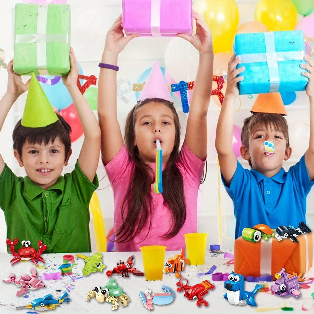 Ocean Mini Building Blocks 30-Pack Party Favors for Kids – Marine-Themed Mini Brick Sets for Birthday Goodie Bags, Classroom Prizes, Stocking Stuffers & Holiday Gifts for Boys & Girls