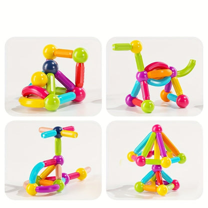 Magnetic Sticks Building Set 28 58 Pcs – 3D STEM Construction Toy for Kids Ages 3+ Build Towers Animals Shapes Creative Imagination Family Classroom Group Play Birthday Christmas Gift