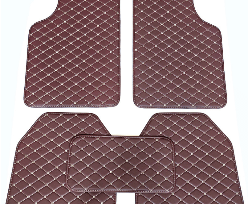 Luxury PU Leather Car Floor Mats 4-Piece & 5-Piece Set – Universal Non-Slip Wear-Resistant Full Coverage Front & Rear Row Auto Floor Mat for Most Vehicle Models (Red / Beige / Brown)