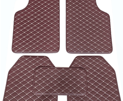 Luxury PU Leather Car Floor Mats 4-Piece & 5-Piece Set – Universal Non-Slip Wear-Resistant Full Coverage Front & Rear Row Auto Floor Mat for Most Vehicle Models (Red / Beige / Brown)