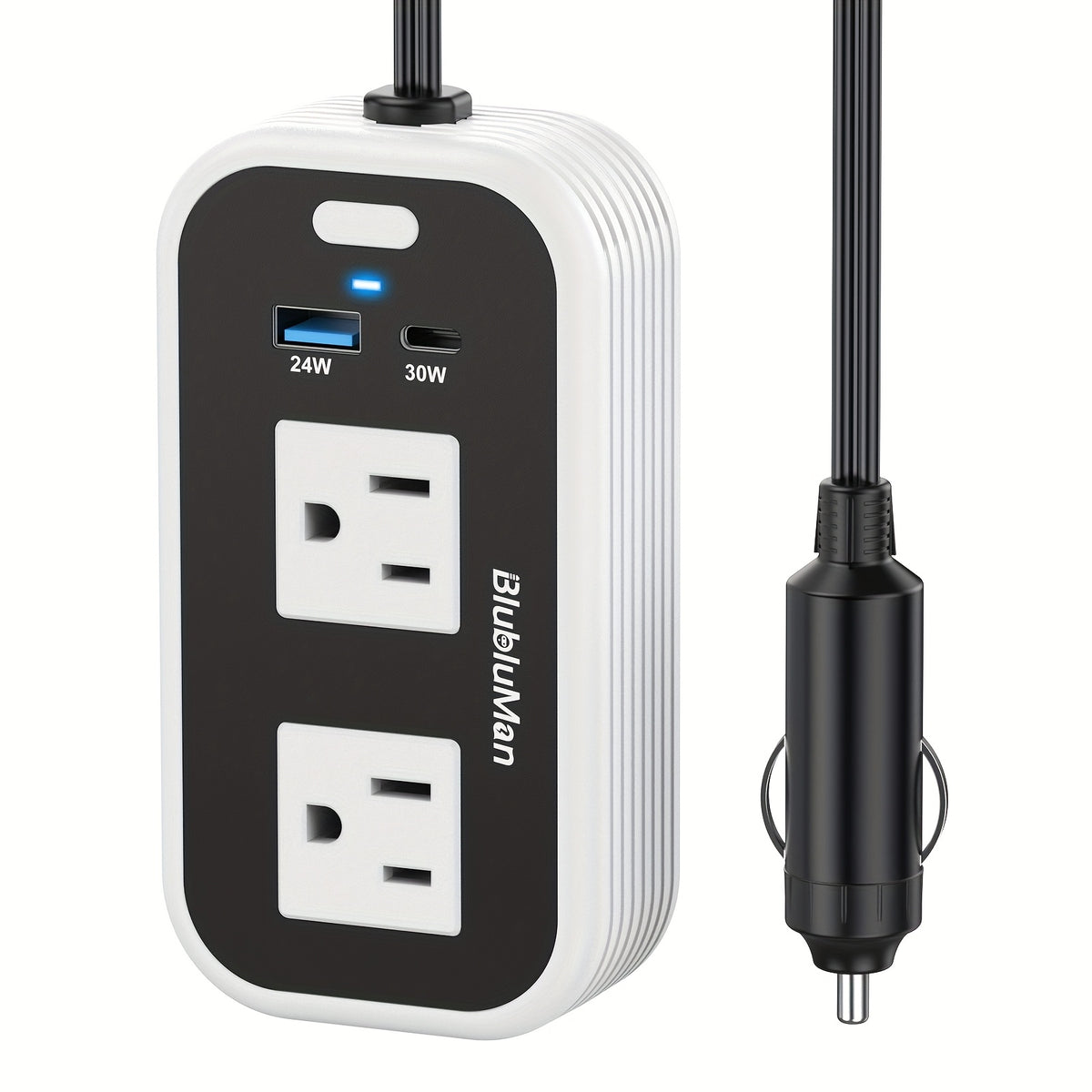 200W Car Power Inverter, Blubluman DC 12V To 110V AC Car Plug Adapter Outlet With 30W PD Charger, QC3.0 Fast Charger 24W, Power Inverter For Vehicles, Outlet For Laptop Computer Charger