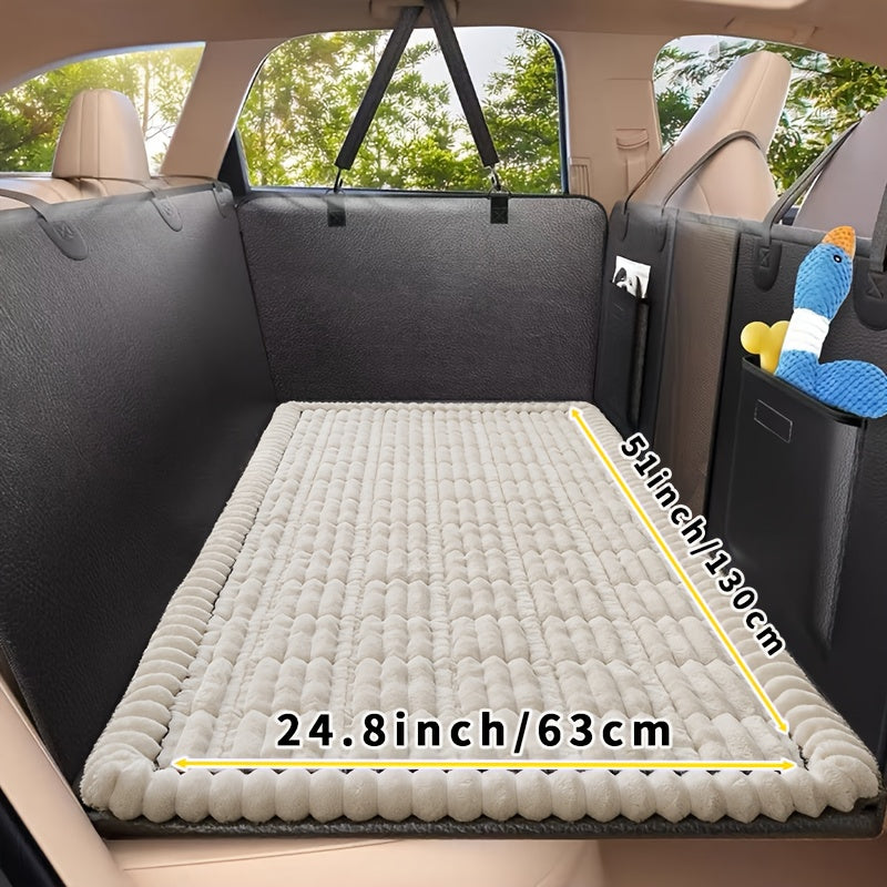 1pc Non-Slip Car Dog Mat | Heavy-Duty Pet Seat Cushion with Rear Extension Pad, Anti-Bite Wearing Floor Liner for SUVs, Sedans & Trucks, Compatible with All Dog Sizes (Small/Medium/Large), Easy to Clean Durable Polyester Travel Protector