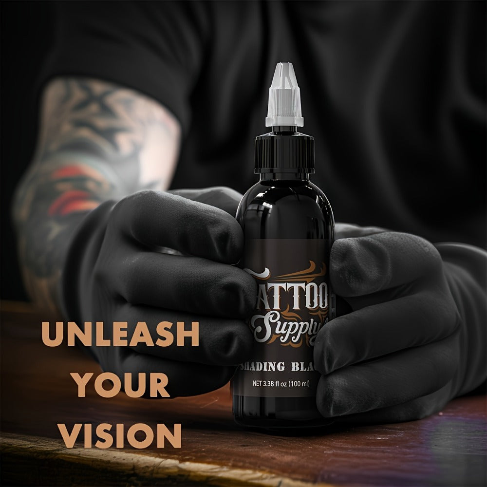 Neebol Super Black Tattoo Ink Darkest Outlining Shading Blending Fade-Resistant Professional Body Art Pigment for Artists & Beginners 100ml 250ml