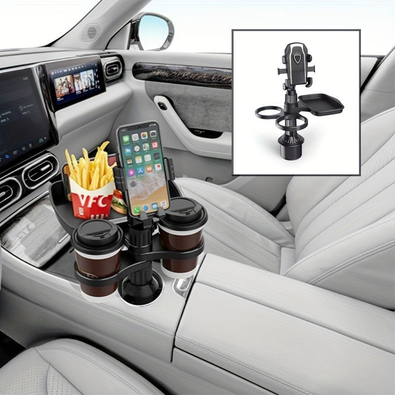 1pc, a Multifunctional 3-In-1 Car Cup Holder, Vehicle Phone Holder Tray Dining Plate, a Versatile Small Dining Table, Car Drink Coffee Burger Cup Holder, Made of ABS Material, Featuring a Stable And Expandable Base, Is an Essential Travel Item for D