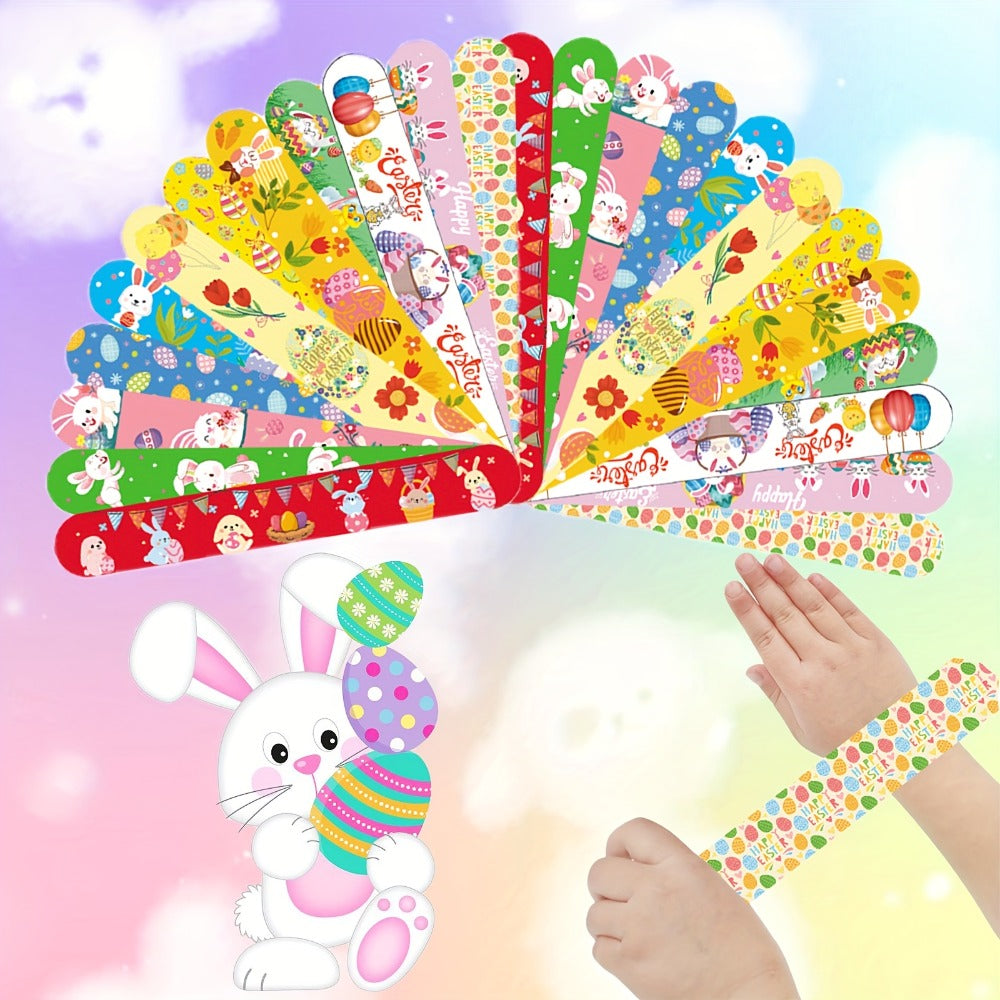 Easter Slap Bracelets for Kids 72 Pcs Bulk – Easter Basket Fillers Egg Hunt Prizes Classroom Rewards & Party Favors for Boys & Girls – PVC Snap Bracelets for Easter Spring Celebrations & School Events