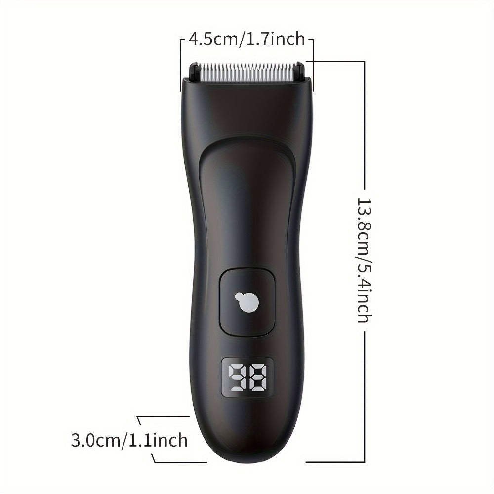 Groin Trimmer Men IPX7 Waterproof Ceramic Blade Electric Body Shaver – LCD Battery Display & Replaceable Head, Wet Dry Safe Ball Trimmer Grooming Kit for Sensitive Areas Pubic Hair Manscaping