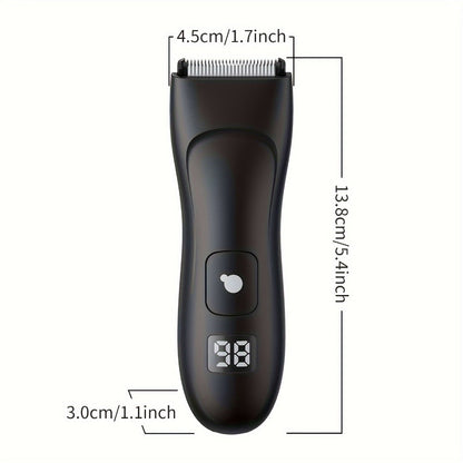 Groin Trimmer Men IPX7 Waterproof Ceramic Blade Electric Body Shaver – LCD Battery Display & Replaceable Head, Wet Dry Safe Ball Trimmer Grooming Kit for Sensitive Areas Pubic Hair Manscaping