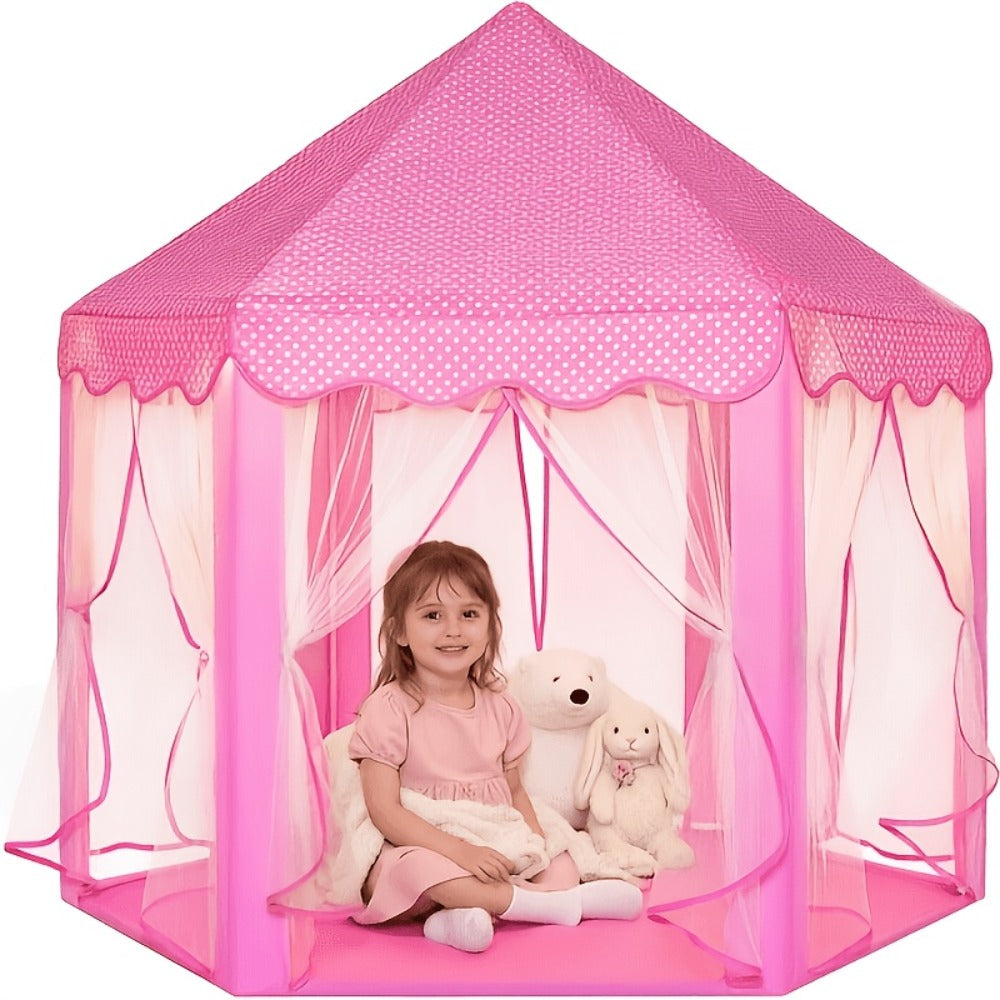 Princess Castle Play Tent for Girls Kids Indoor Outdoor Playhouse Large Toy House with Storage Bag Room Decor Birthday Holiday Gift Toddlers Boys Girls Pink