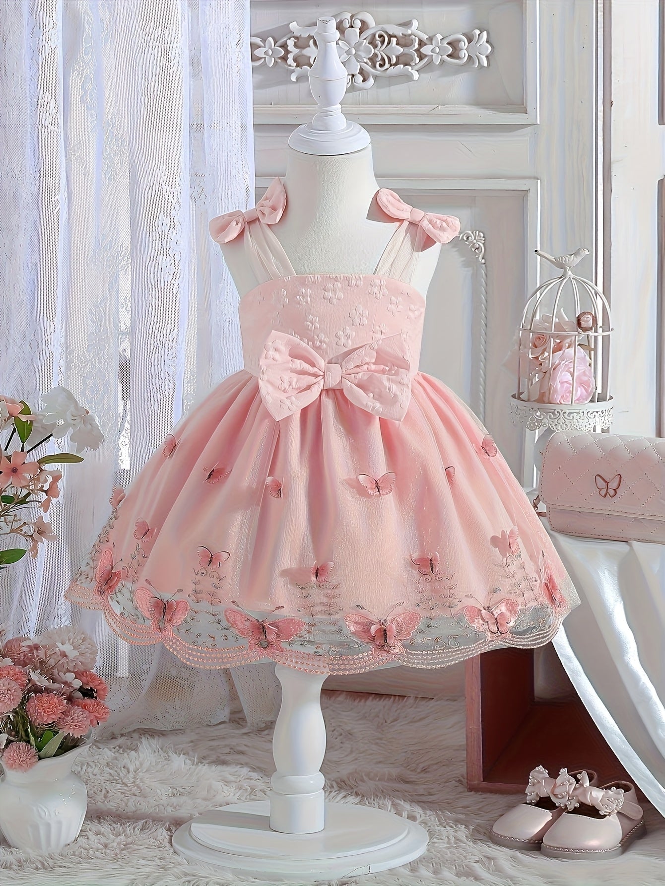 Girls' Bow Detail Dress - Summer