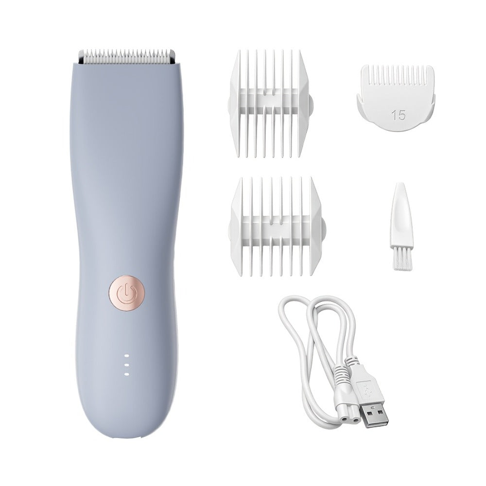 Bikini Trimmer for Women & Groin Trimmer for Men IPX6 Waterproof Body Hair Trimmer Replaceable Ceramic Blades Limit Comb Electric Manscaping Groomer Black Green Purple Pink