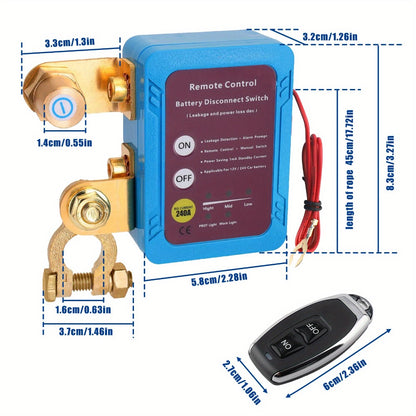 Remote Battery Disconnect Switch 240A 12V/24V – Wireless Kill Switch with Digital Display & Auto Power Shut-Off for Car, Truck, Boat – Magnetic Latching, 500A Instantaneous, Anti-False Contact