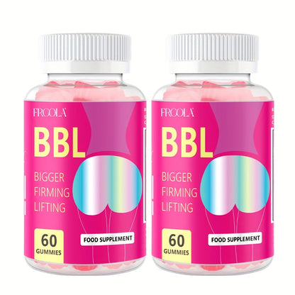 Women's BBL & BBG Herbal Gummies – Bum & Chest Enhancement Support Supplement for Women, Strawberry Flavor, 60 Gummies 30-Day Supply