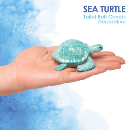 Toilet Bolt Caps Sea Turtle Decorative - 2pcs Resin Sea Turtle Toilet Screw Cover Caps, Easy Install Coastal Bathroom Decor, Fun Toilet Bolt Covers Replacement Parts, Green