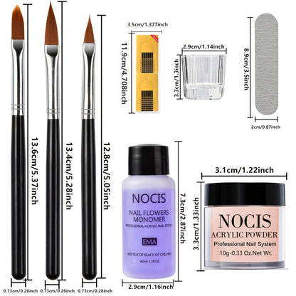 4-Color Pink Nude Brown Acrylic Powder Kit for 3D Nail Art — Warm Tone All-Season Carving French Manicure Nail Extensions No Lamp Needed Salon Quality Home Use