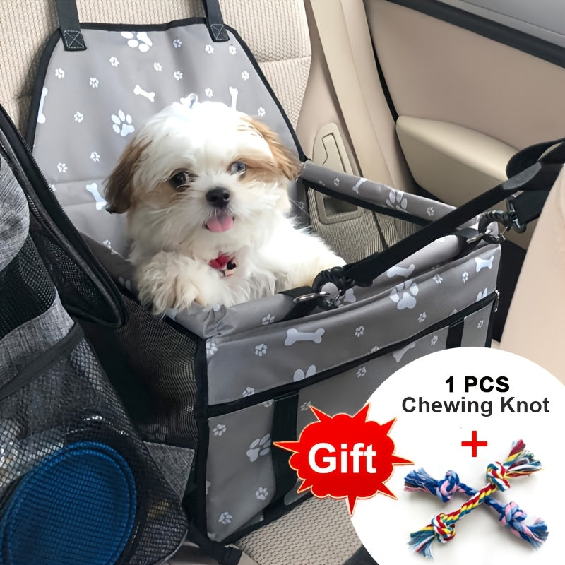 Dog Car Booster Seat for Small Dogs & Cats - Foldable Oxford Pet Car Seat Carrier with Safety Leash, Adjustable Straps, Breathable Mesh, Elevated View, Soft Washable Travel Bag for Puppies & Kittens