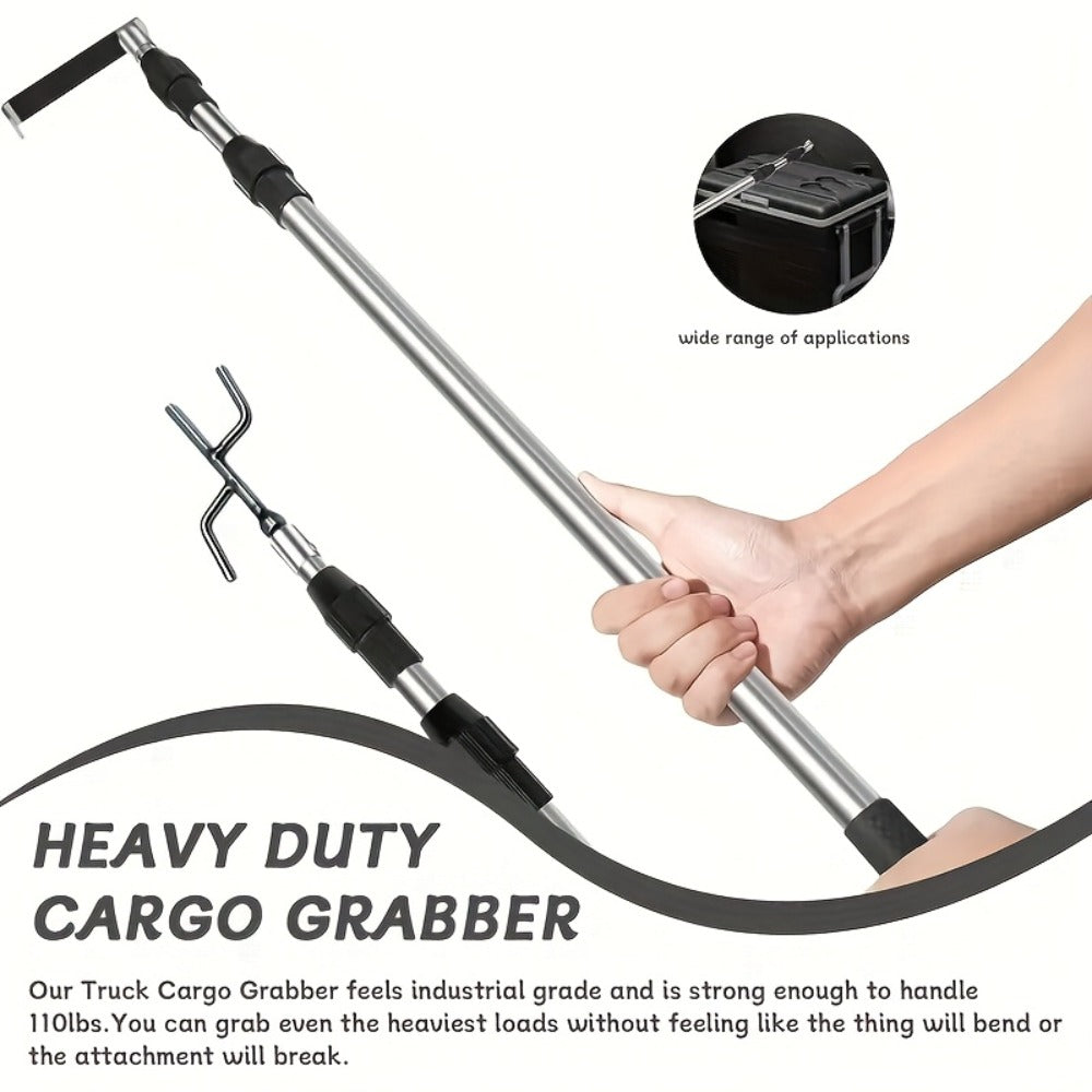Telescopic Truck Grab Bar Set Stainless Steel Adjustable Length Anti-Slip Grips 59 Inch for Pickups Trucks Trailers Warehouses Construction Sites Easy Storage Durable