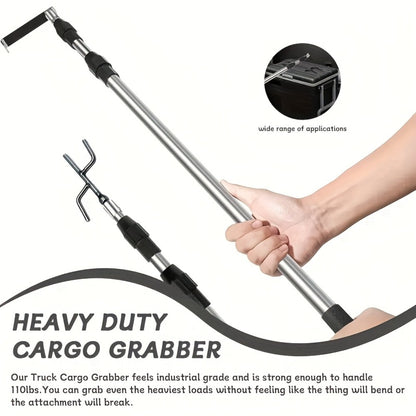 Telescopic Truck Grab Bar Set Stainless Steel Adjustable Length Anti-Slip Grips 59 Inch for Pickups Trucks Trailers Warehouses Construction Sites Easy Storage Durable