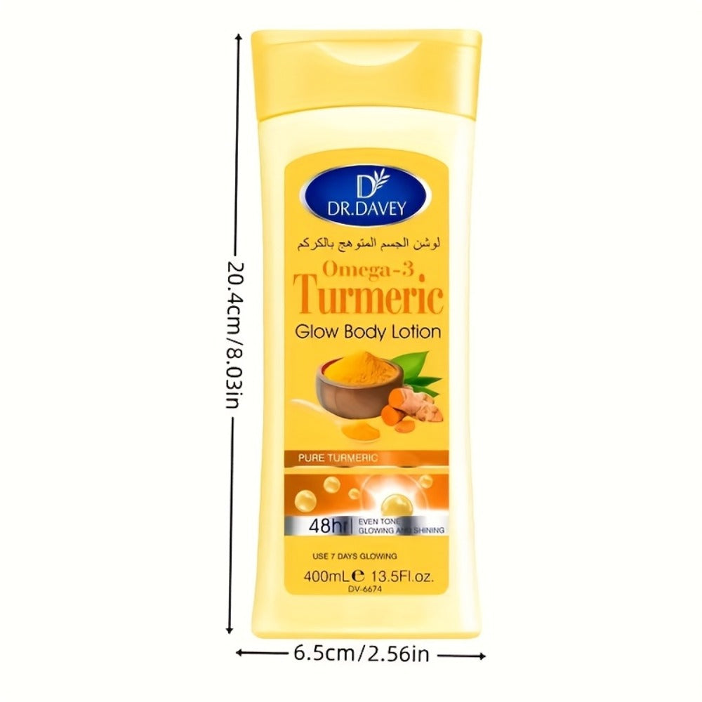 Turmeric Body Lotion 400g Alcohol-Free Brightening Glow Moisturizer with Turmeric Extract Long-Lasting Hydration Dry Oily Skin Unisex Full Body Cream