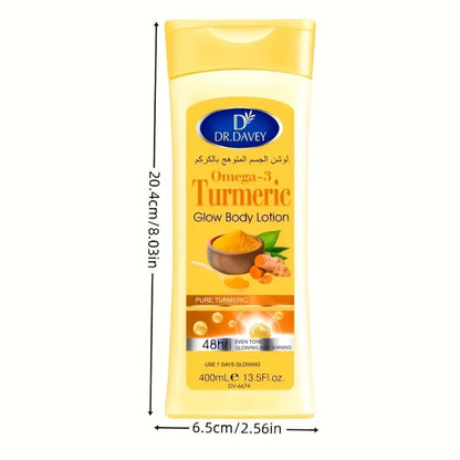 Turmeric Body Lotion 400g Alcohol-Free Brightening Glow Moisturizer with Turmeric Extract Long-Lasting Hydration Dry Oily Skin Unisex Full Body Cream