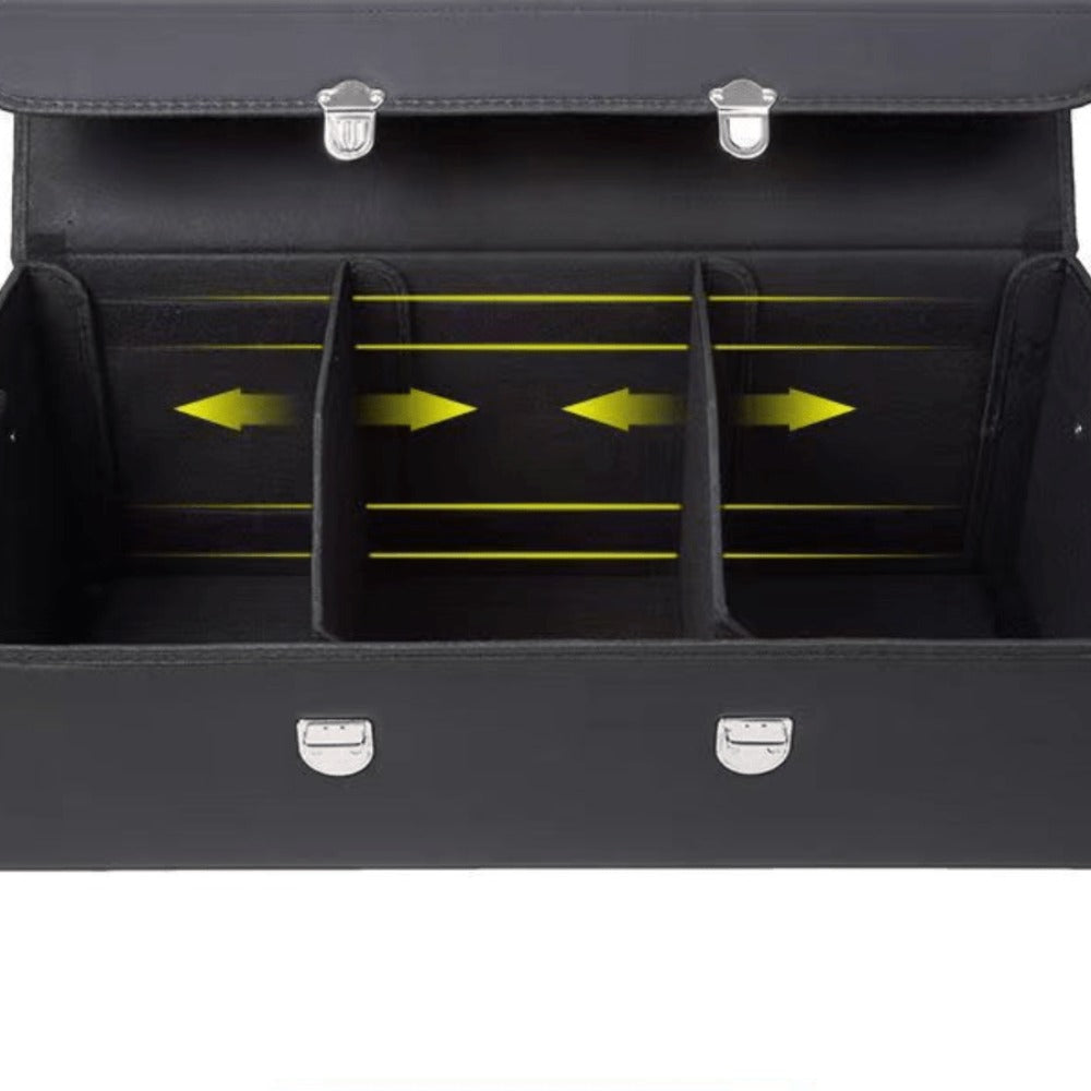 Car Trunk Organizer with Lid - 12.15 Gallon Collapsible Multi-Compartment Storage for Auto, SUV, Truck & Minivan