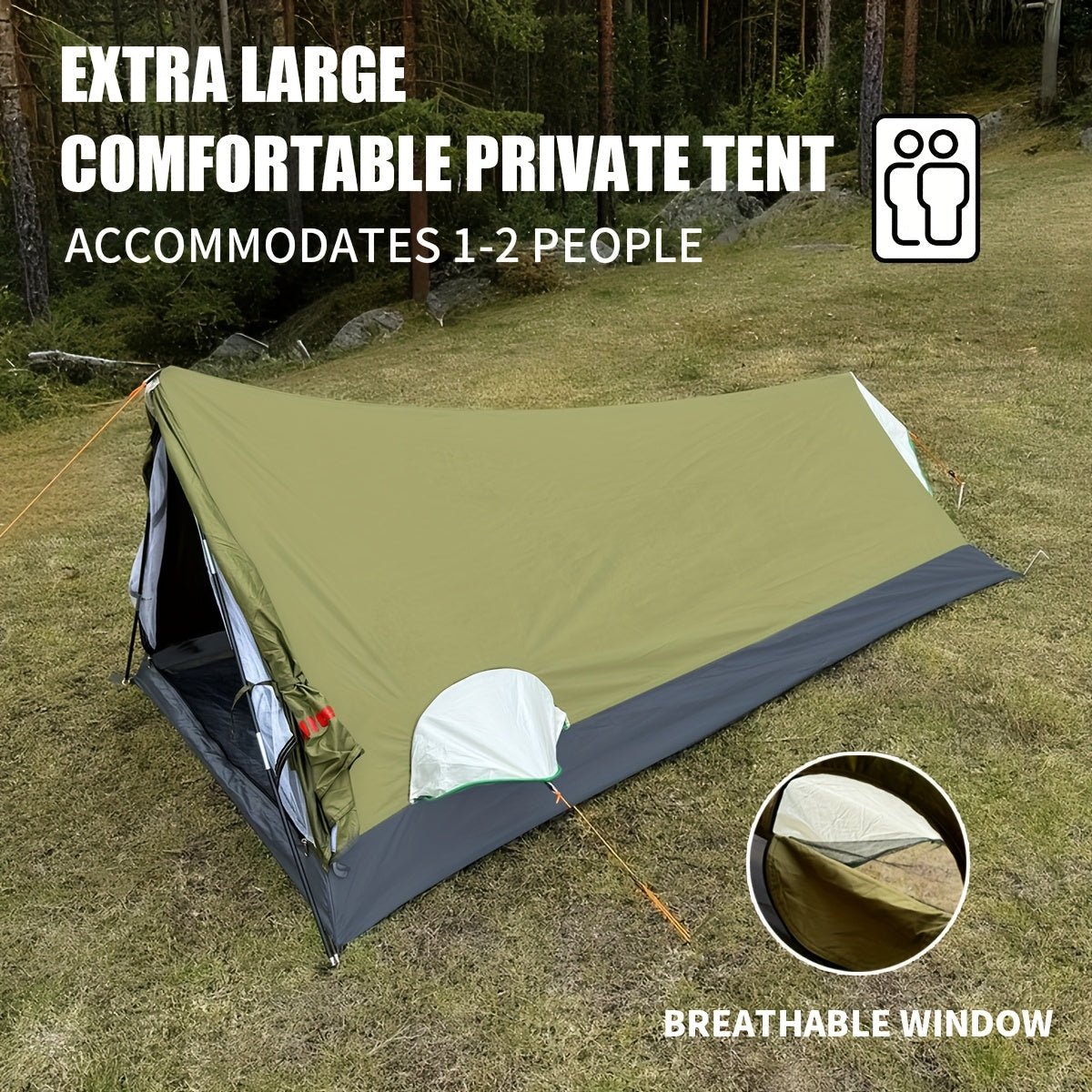 Lightweight Backpacking Tent 1-2 Person - Easy Setup Camping Tent with Mosquito Net, Zipper Door, UV Sun Protection, Waterproof Emergency Shelter for Solo Hiking Cycling Outdoor Adventure